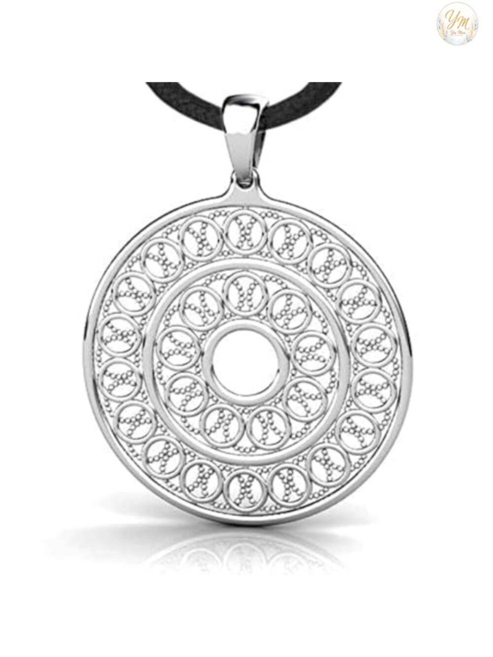 925 Sterling Silver Mandala Necklace Filigree Boho Pendant